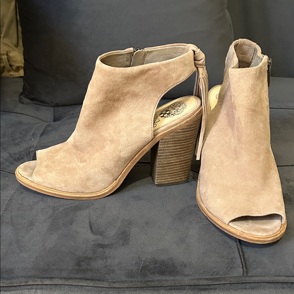 Vince Camuto Tan Suede Heeled Boots- 8 1/2